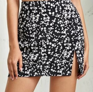 Floral Black & White Mini Skirt